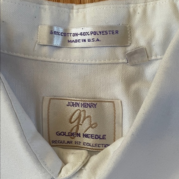 John Henry Golden Needle Button Up Dress Shirt Mens 15.5 White Formal Business - Picture 2 of 6